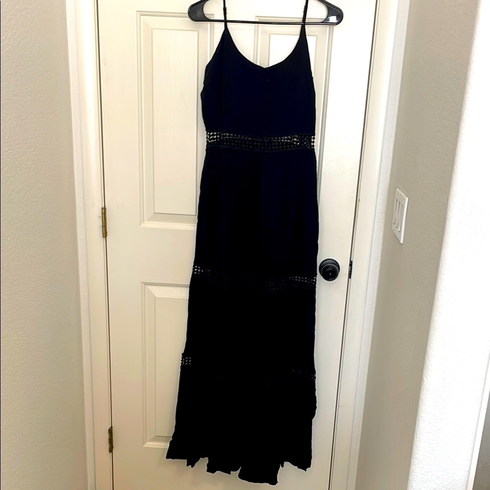 Flirty black boho dress with crochet cut outs
